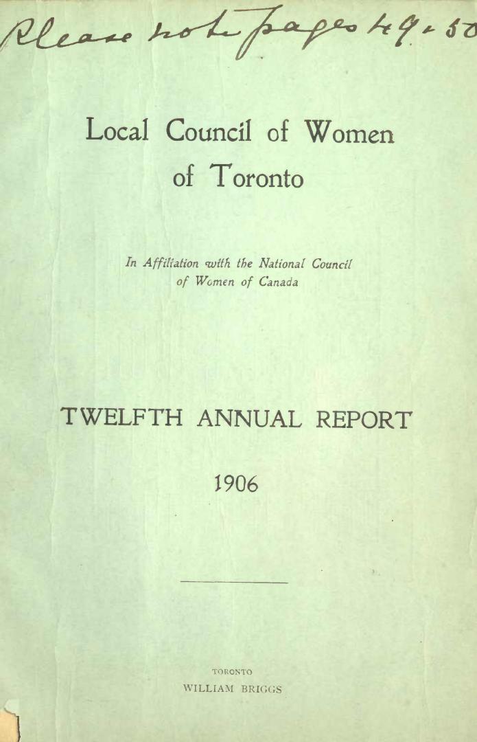 Annual report of the Local Council of Women of Toronto