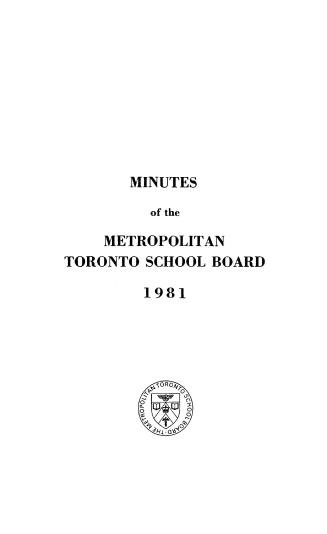 Minutes and appendix of the Metropolitan School Board, 1981