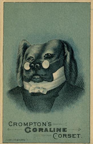 Illustration of a dog wearing little round eyeglasses, and a suit jacket with a fancy white col…