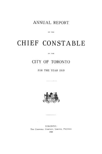 Annual report of the Toronto city constable 1919