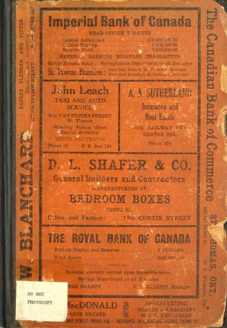 Vernon's City of St. Thomas, street, alphabetical, business and miscellaneous directory 1919