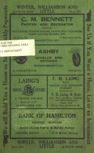 Vernon's city of Windsor, Ojibway, Sandwich, Walkerville, Ford and Riverside street, alphabetical, business and miscellaneous directory 1922-1923