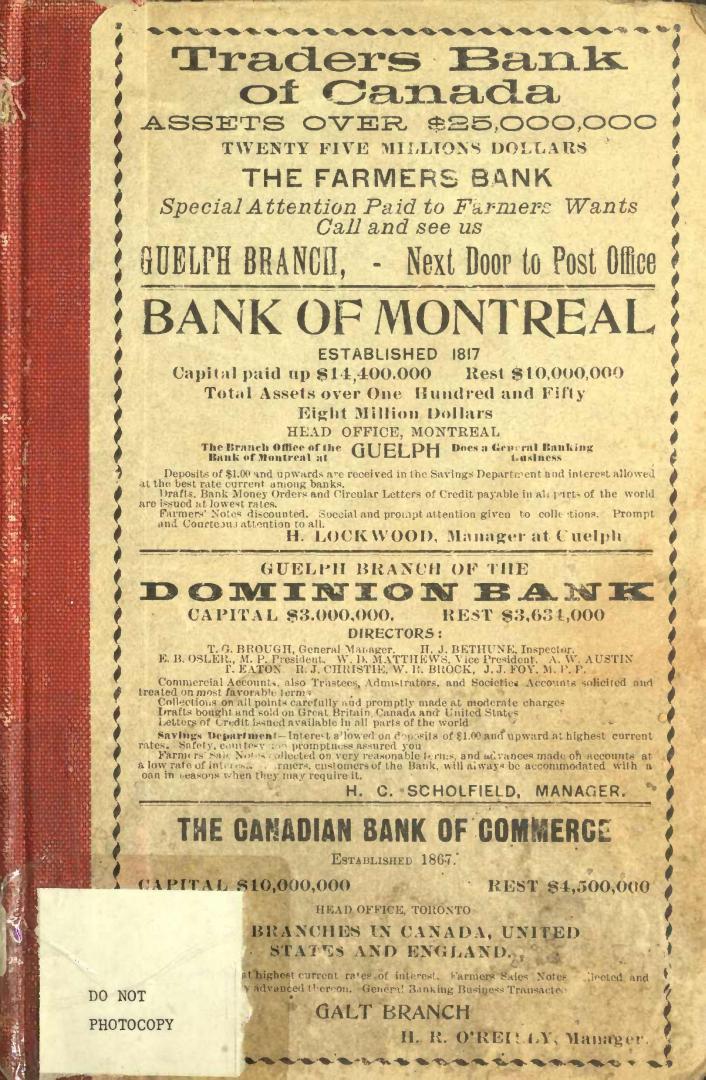 The Union Publishing Co's (of Ingersoll) farmers' and business directory for the counties of Halton, Waterloo and Wellington