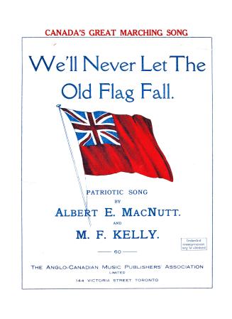 Cover features: title and composer information; prominent drawing of the Red Ensign flag (red, …