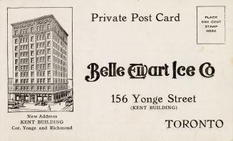 Illustration of the Kent building at the corner of Yonge and Richmond where the Belle Ewart Ice…