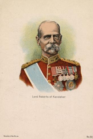 Illustrated portrait of British Army officer Lord Roberts of Kandahar in uniform with military …