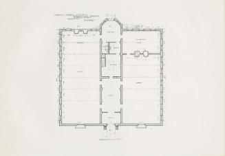 Black diagram of floor plan on beige background.