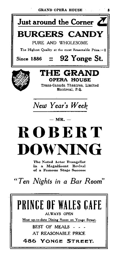 Grand Opera House program for Biff! Bing! Bang! (black ink on uncoloured ground).