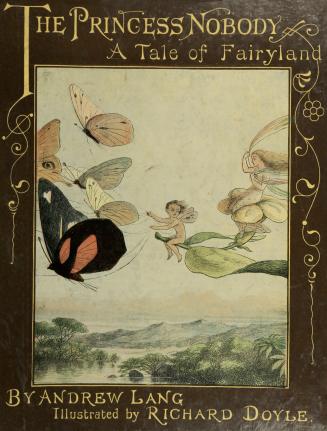 Book cover adorned with illustration of two fairies sitting on a leaf being pulled by butterfli…