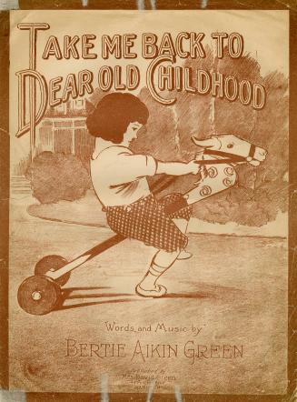 Cover features: title and composition information with drawing of a young child riding a hobby-…