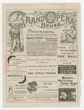 Grand Opera House program for "The little tycoon" by Willard Spenser, staged September 28th to …