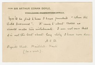 Postcard in Arthur Conan Doyle's handwriting. 