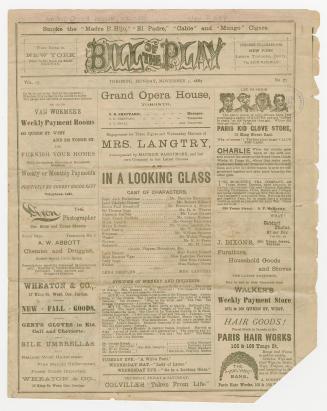 Grand Opera House program for "In a looking glass" (playwright could not be determined), "A wif ...