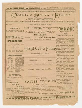 Grand Opera House program for "The three guardsmen" by Alexandre Dumas, "Mary Stuart" by Friedr…