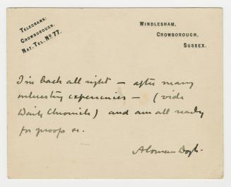 Manuscript letter in Arthur Conan Doyle's handwriting. 