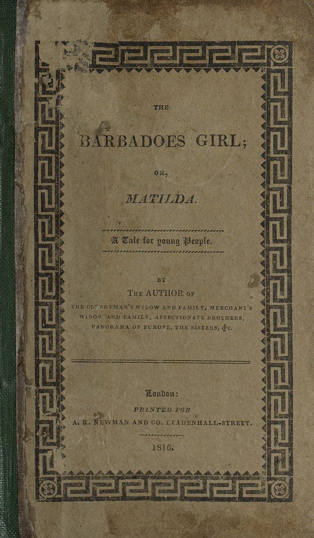 Brown paper cover, green spine. Within black geometrical border, the following text: THE BARBAD ...