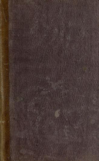 Book cover; purple cloth cover with brown leather spine. Title stamped in gold on spine.