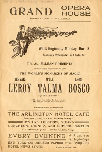 Grand Opera House (Toronto, Ont.). Program. 1902 November 3