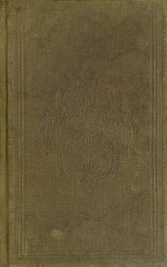 Book cover: Textured brown cloth cover with embossed decoration.