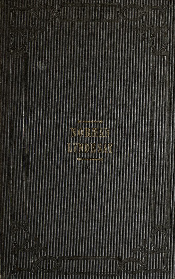 Book cover; brown cloth with "Norman Lyndesay" stamped in gold within embossed decoration.