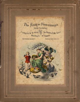 Portfolio cover with illustration of three fairies surrounded by flowers. Text reading "Das Rei…