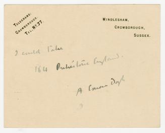 Postcard in Arthur Conan Doyle's handwriting. 