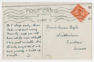 Postcard in Arthur Conan Doyle's handwriting. 