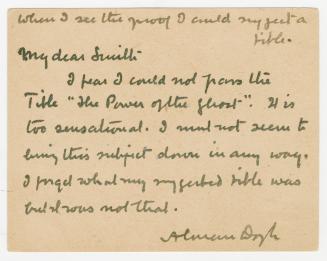 Manuscript postcard in Arthur Conan Doyle's handwriting. 