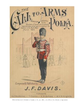 Cover features: title and composition information above a drawing of a bugler in red coat with …