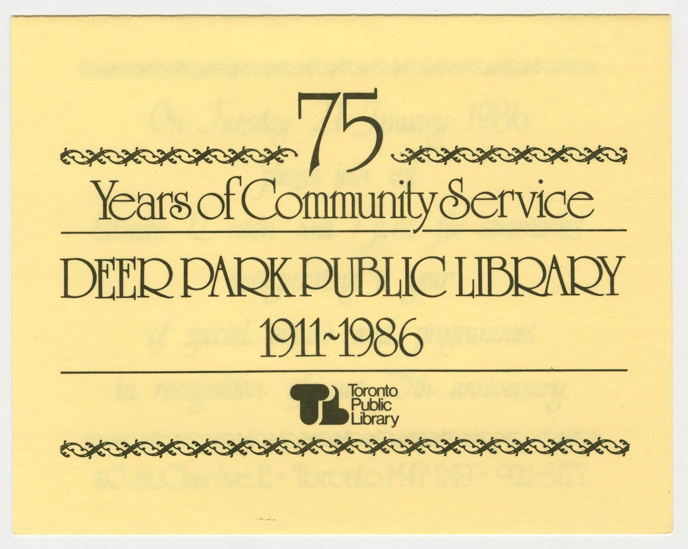 Invitation to library anniversary. 