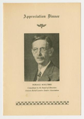 Photo of Horace Boultbee from the shoulders up wearing a suit jacket and tie. He has a thin fac ...