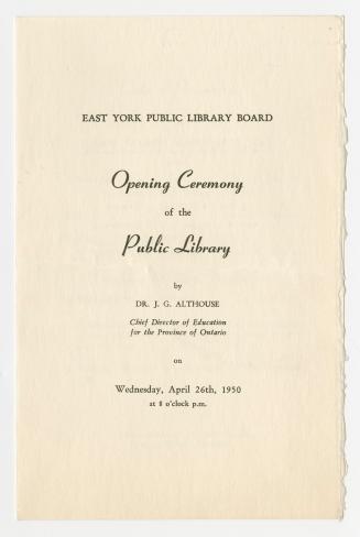 Invitation to library opening. 