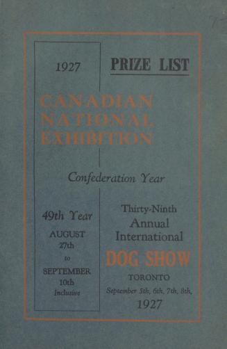 Program booklet for the 39th Annual International Dog Show in 1927 at the Canadian National Exh…