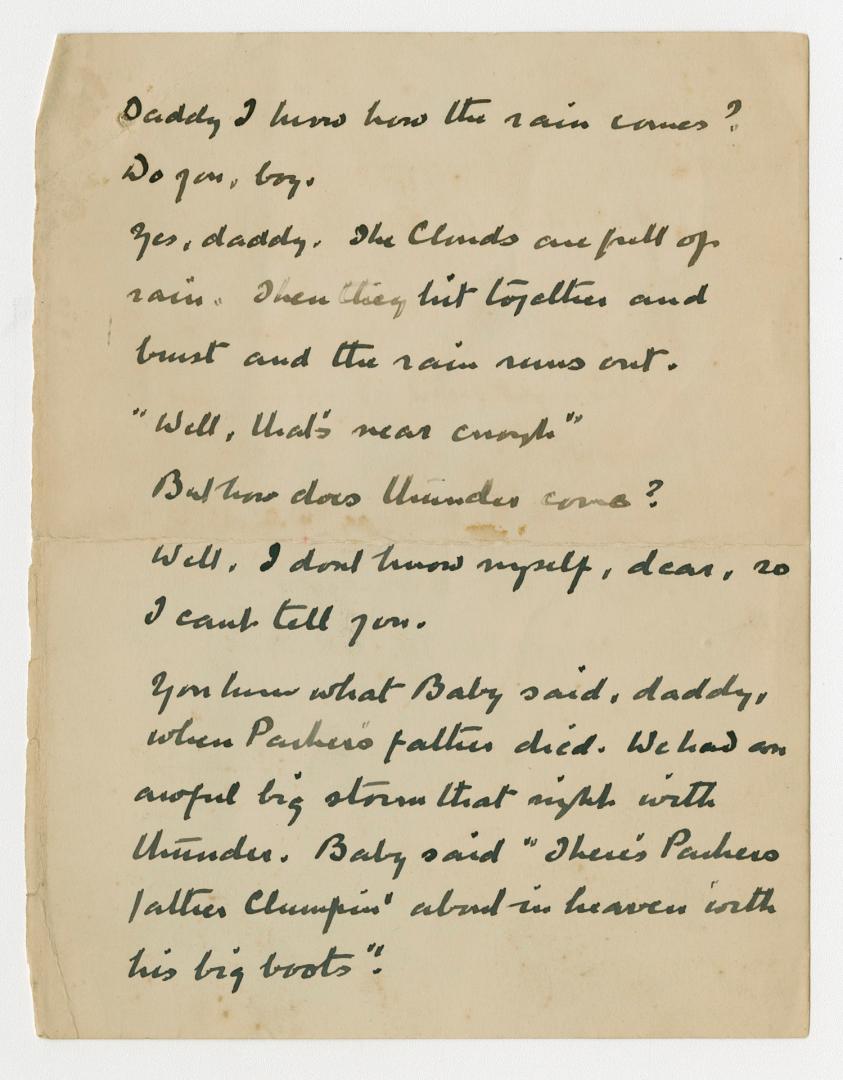 Manuscript notes in Arthur Conan Doyle's handwriting. 