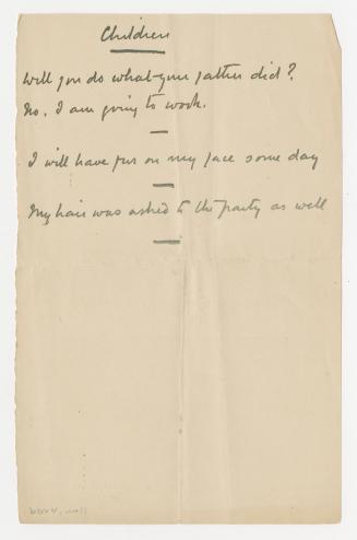 Manuscript notes in Arthur Conan Doyle's handwriting. 