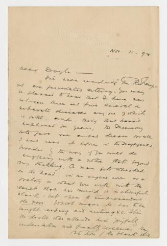 Manuscript letter in Rudyard Kipling's handwriting. 