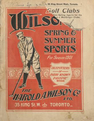 Cover has an illustration of man in golf outfit holding golfclub, preparing to hit a ball. Text…