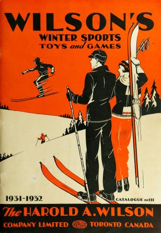 Cover has illustration of outdoor winter scene with two people in skiing outfits standing toget ...