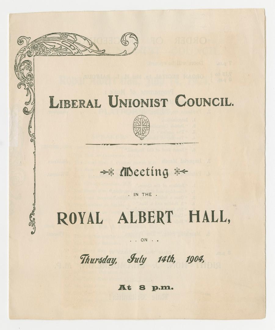 Ephemera advertising a meeting with decorative embellishment in upper left corner. 