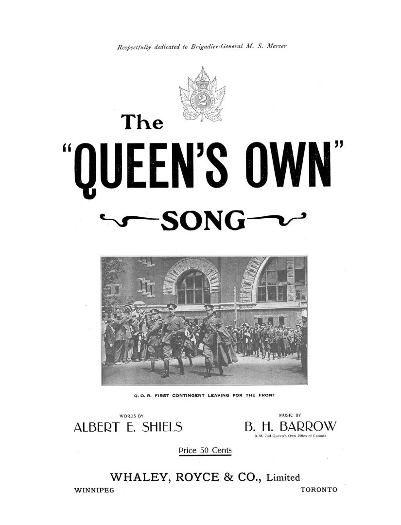 Cover features: title and composition information; inset facsimile photograph of the Queen's Ow ...