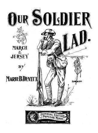 Cover features: title and composition information; central drawing of a soldier with rifle (bla…