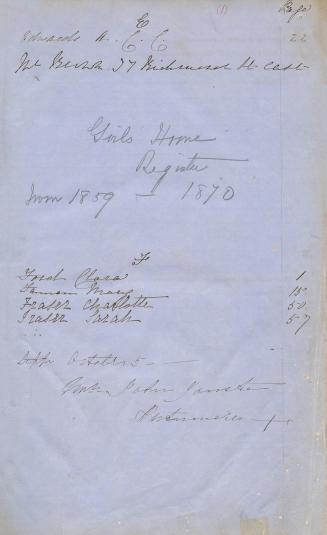 Protestant Children's Home Register Volume 9R 1859-1870